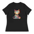 Yarn Whiskers Relaxed Fit Cotton T-Shirt with Cat Graphic