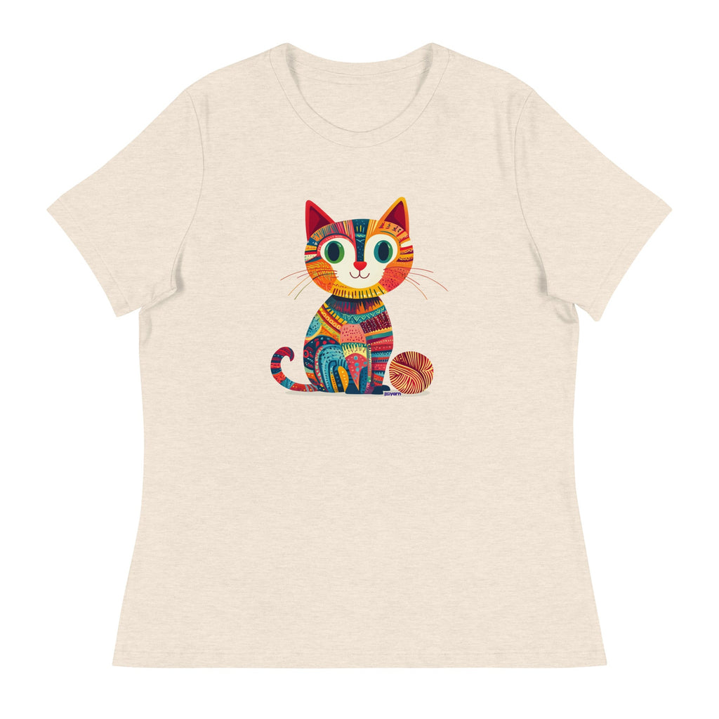 Yarn Whiskers Relaxed Fit Cotton T-Shirt with Cat Graphic