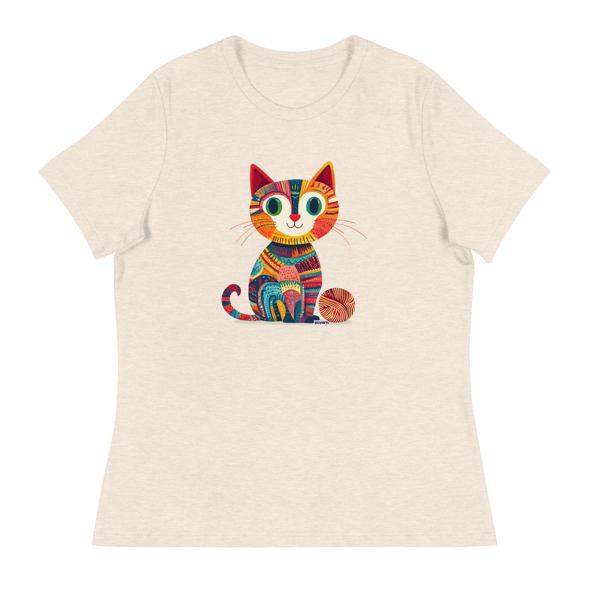 Yarn Whiskers Relaxed Fit Cotton T-Shirt with Cat Graphic
