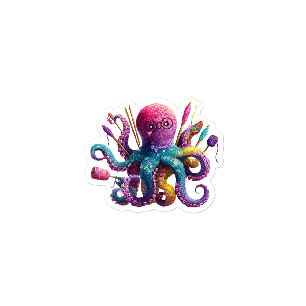 Colorful Yarnctopus sticker with pink, purple, blue, and yellow abstract design