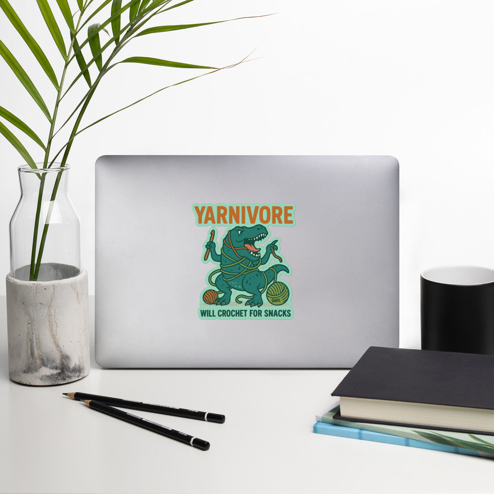Yarnivore Vinyl Sticker – Funny Crochet Dino Decor for Makers