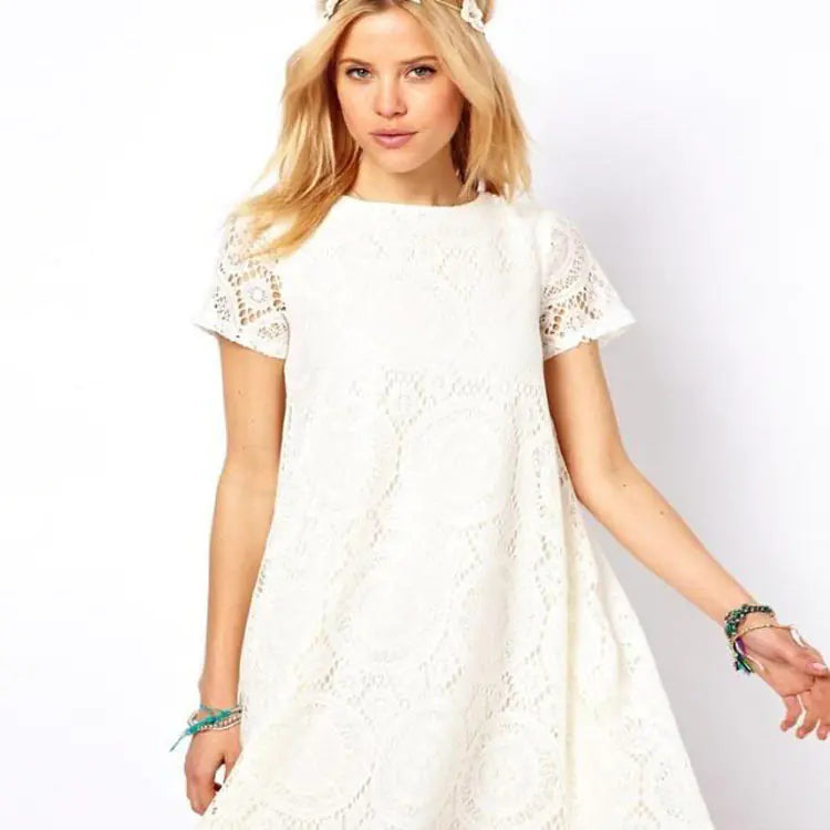 Plus Size Summer Dress with Lace A-Line Design