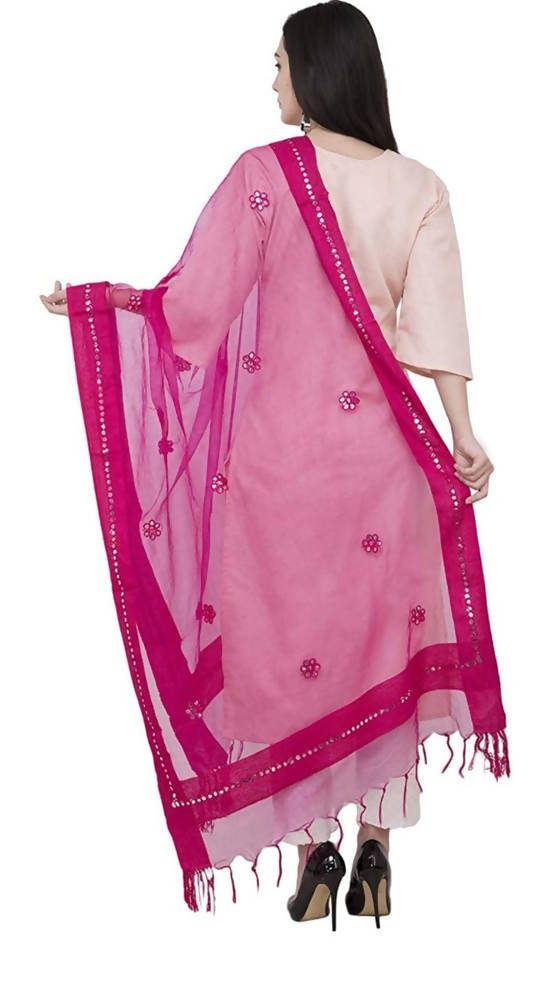Pink Organza Gota Flower Dupatta for Traditional Outfits