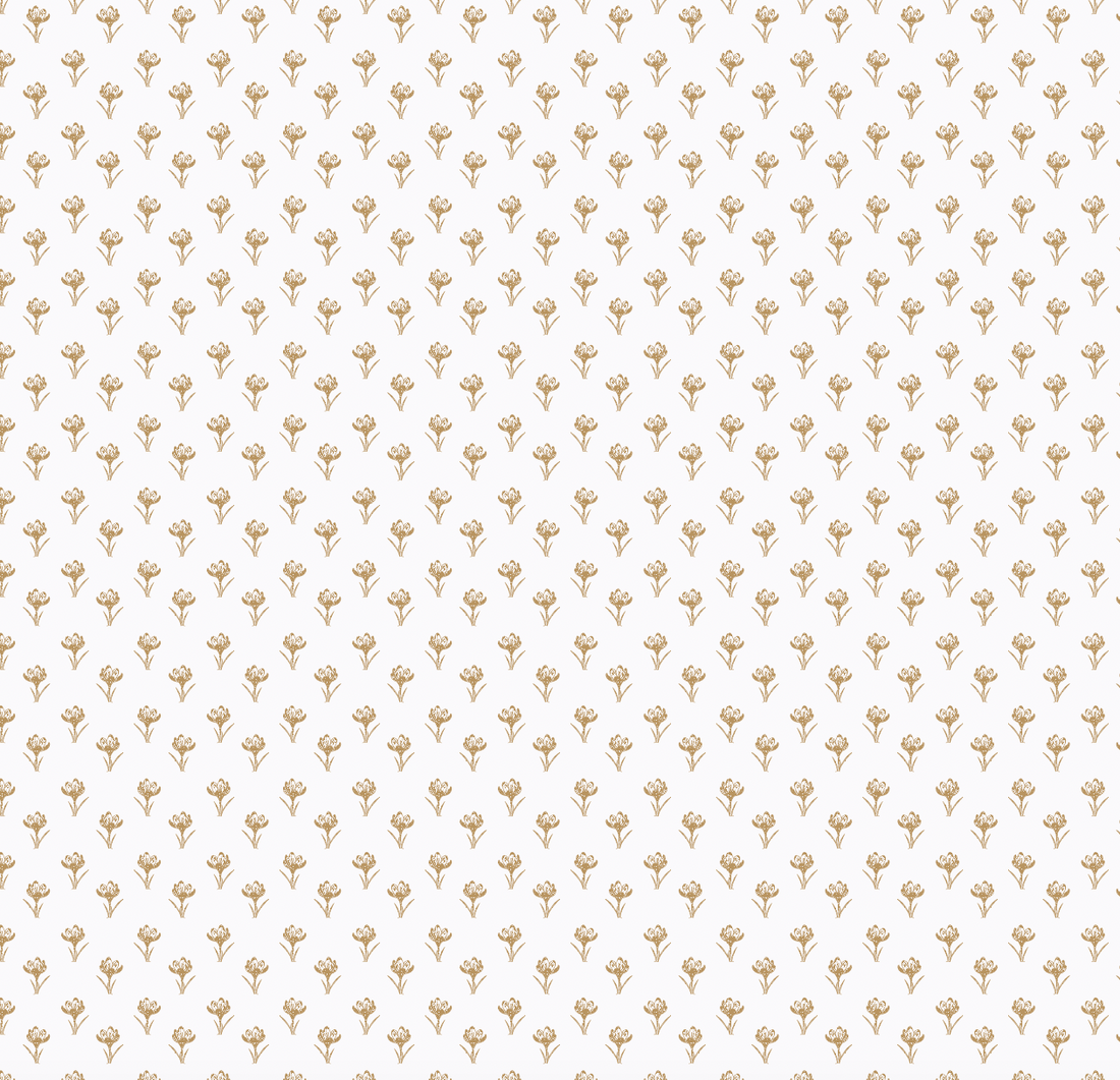 Anita Floral Wallpaper in White and Sage-Green Minimalist