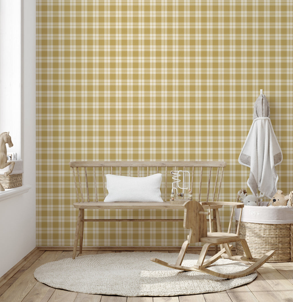 Channing Removable Plaid Wallpaper in Black, Blue, Pink and Beige