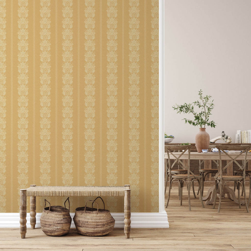 Lucia Floral Wallpaper in Grey, Beige, Terracotta and Gold