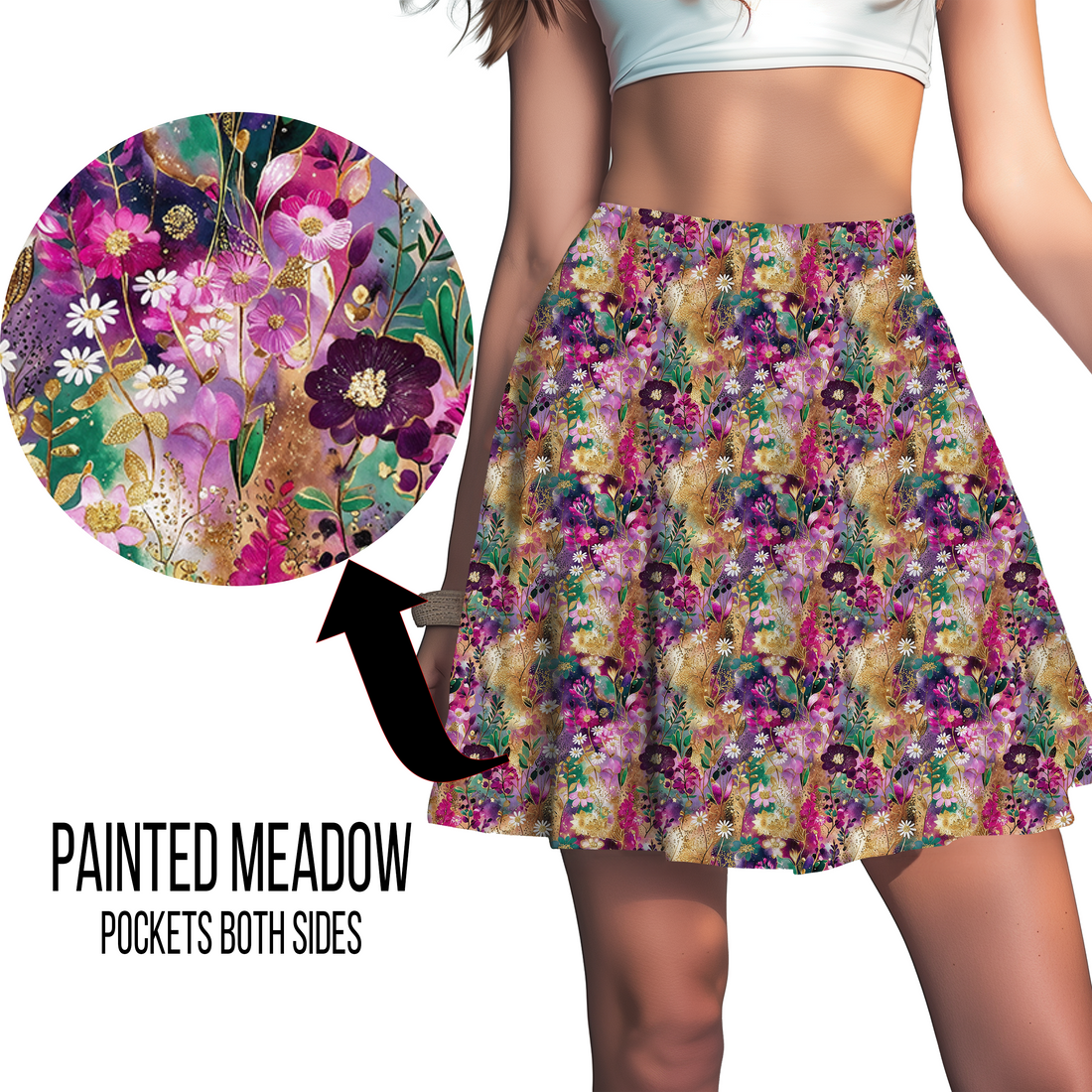 Painted Meadow Floral Leggings - Women’s Sporty Botanical Print