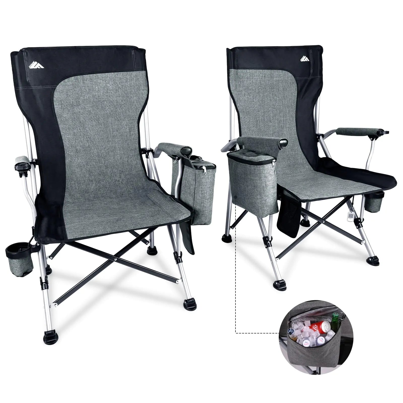 Ablazer 2 Pack Camping Chairs for Adults Portable Hunting Chair Supports 350lbs Oversized Heavy Duty Folding Chair for Camping Padded Seat Outdoor Lawn Folding Chair with Side Pockets