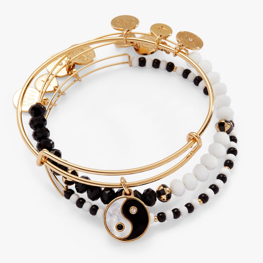 Mother of Pearl Yin Yang Bangle Bracelet Set of 3