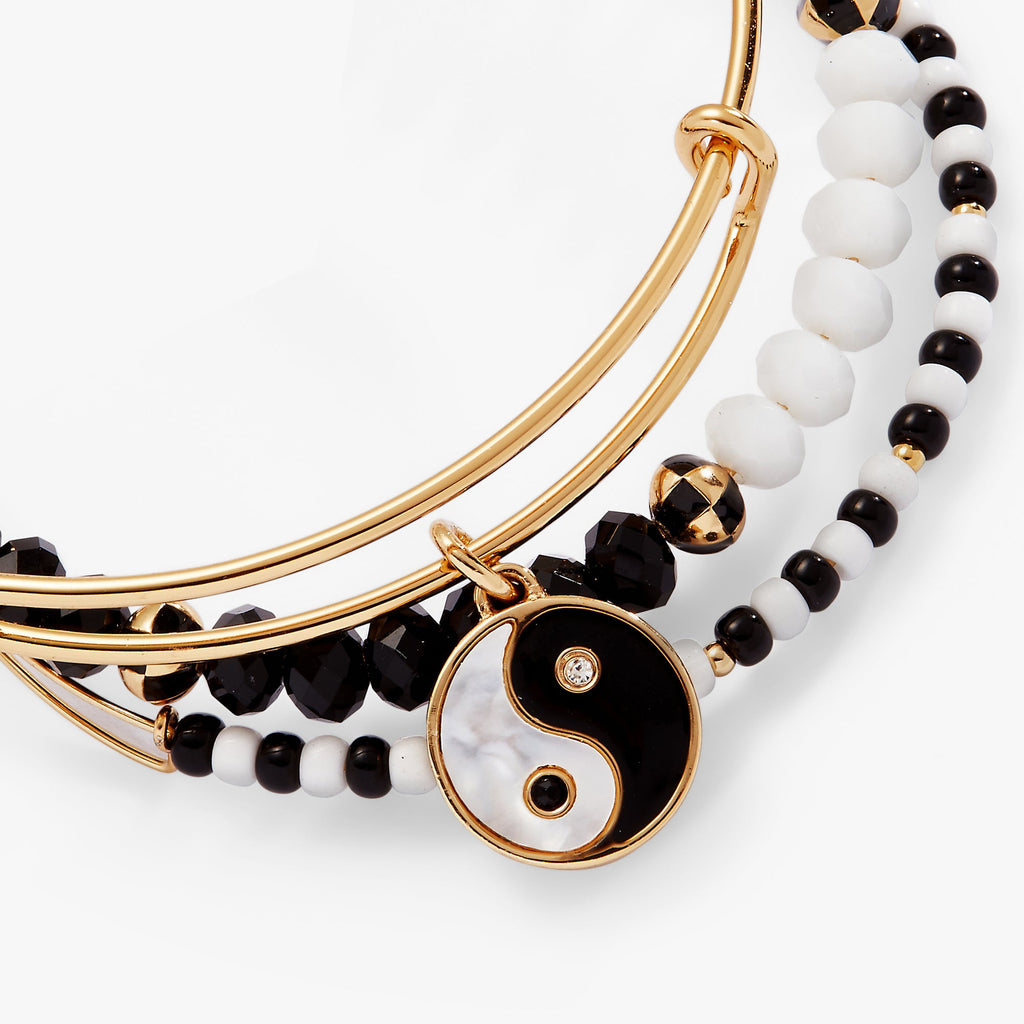 Mother of Pearl Yin Yang Bangle Bracelet Set of 3