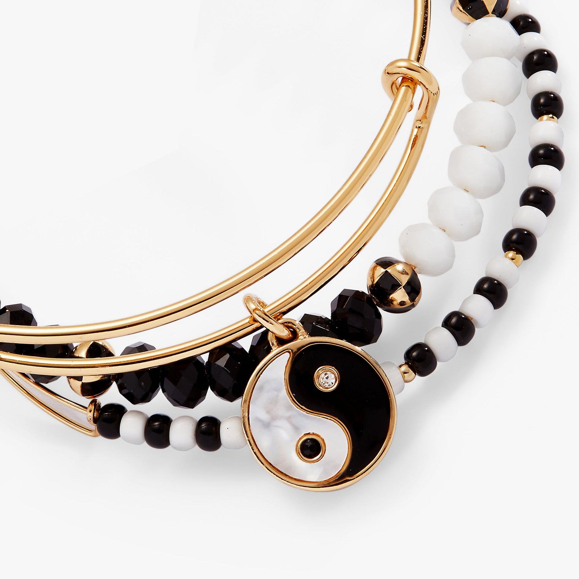 Mother of Pearl Yin Yang Bangle Bracelet Set of 3