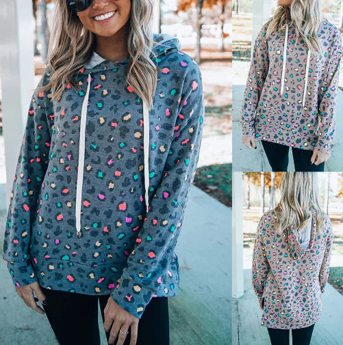 Women's Leopard Print Hooded Sweatshirt