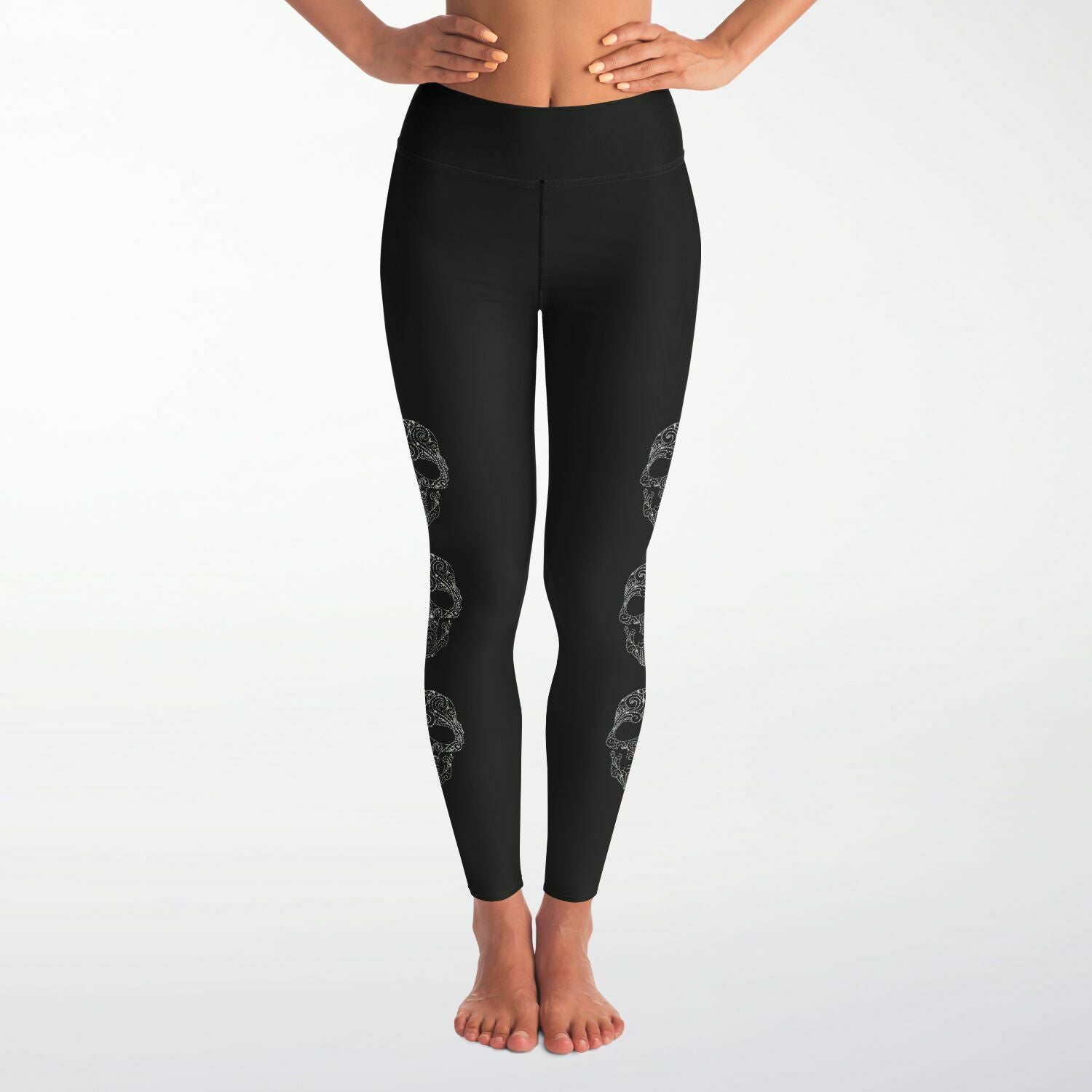 Rhinestone Fancy Skull Leggings Full Pockets