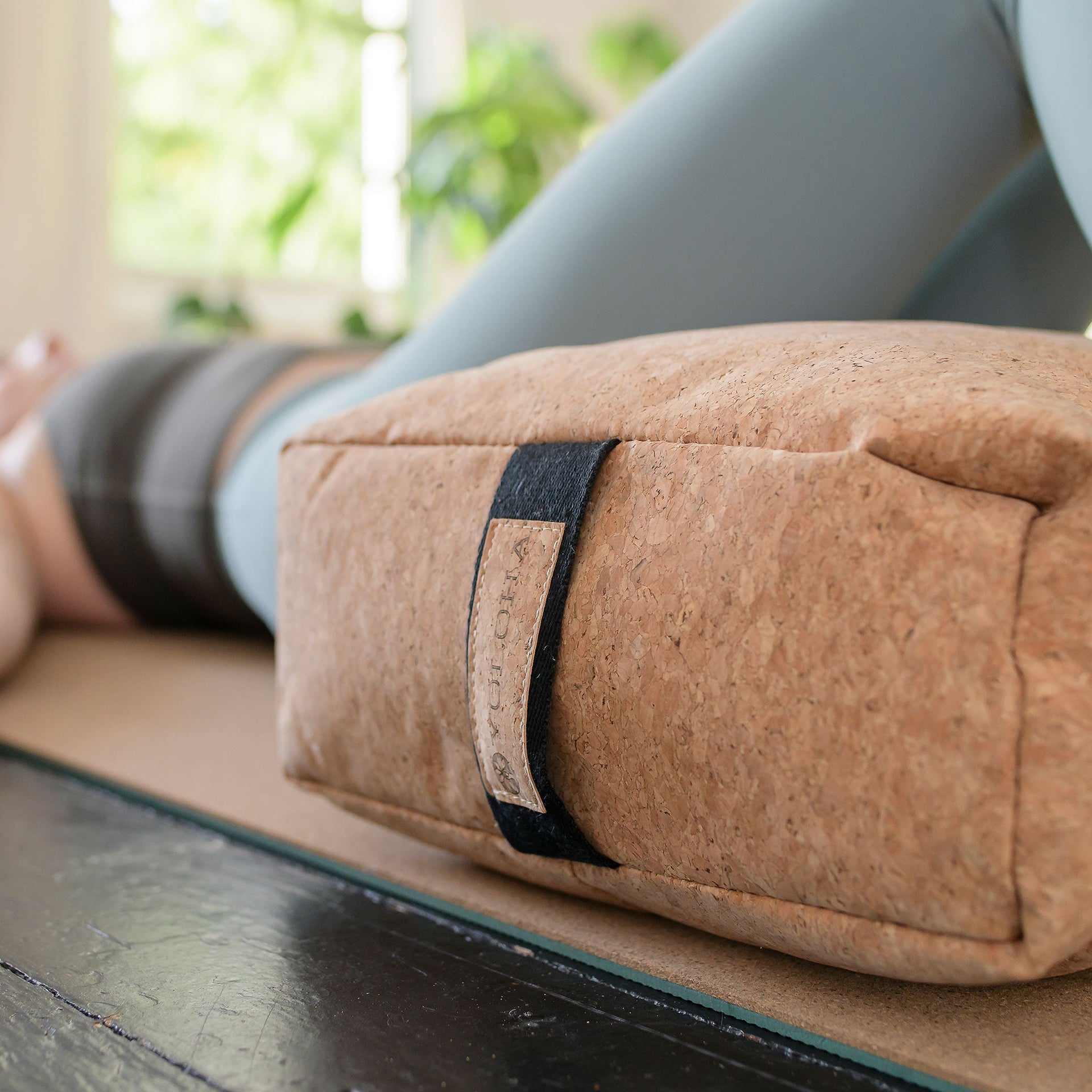 Sustainable Cork Bolster Cushion in Natural Cork Brown