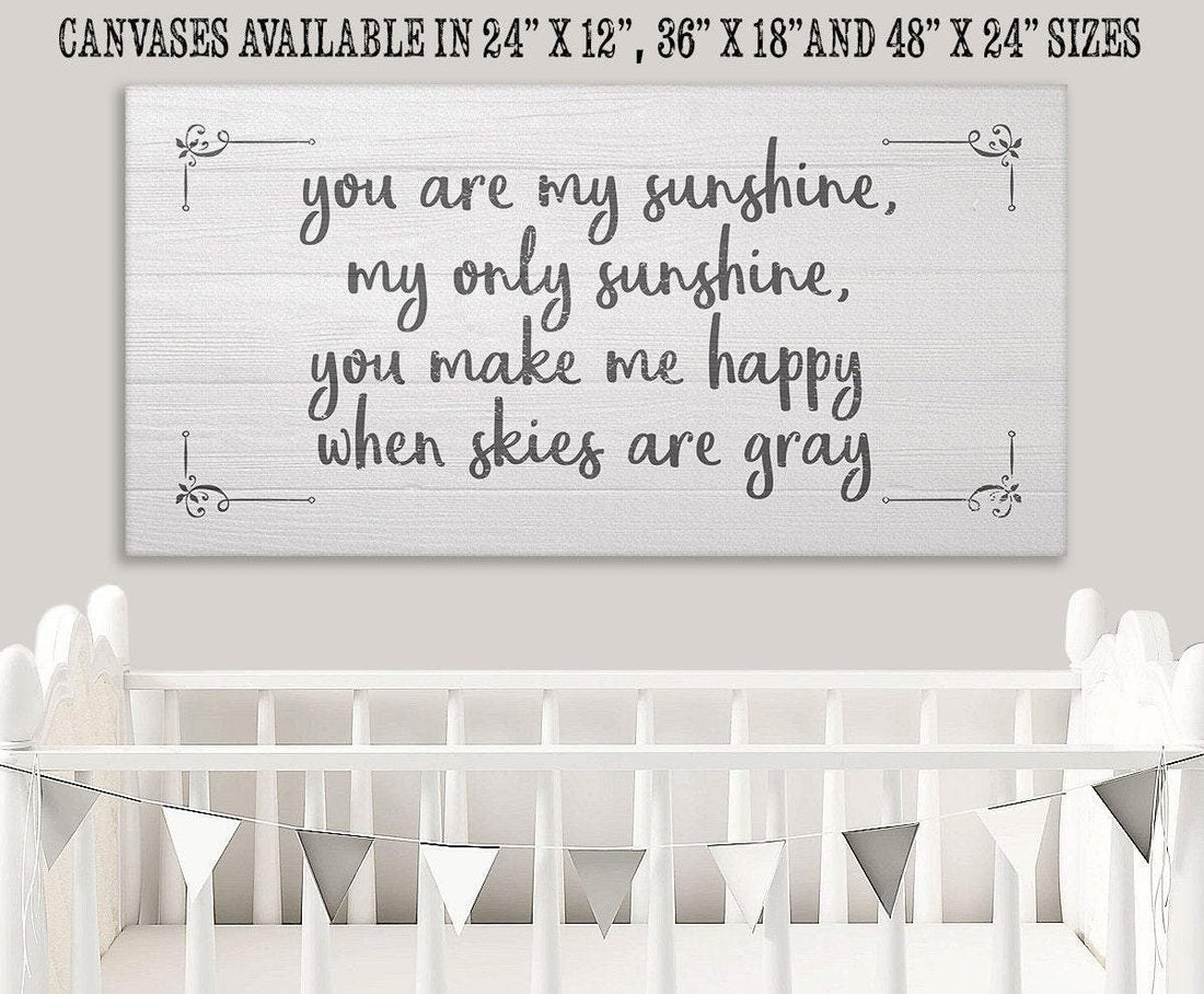 You Are My Sunshine White Canvas Wall Art for Nursery Decor - Image 2