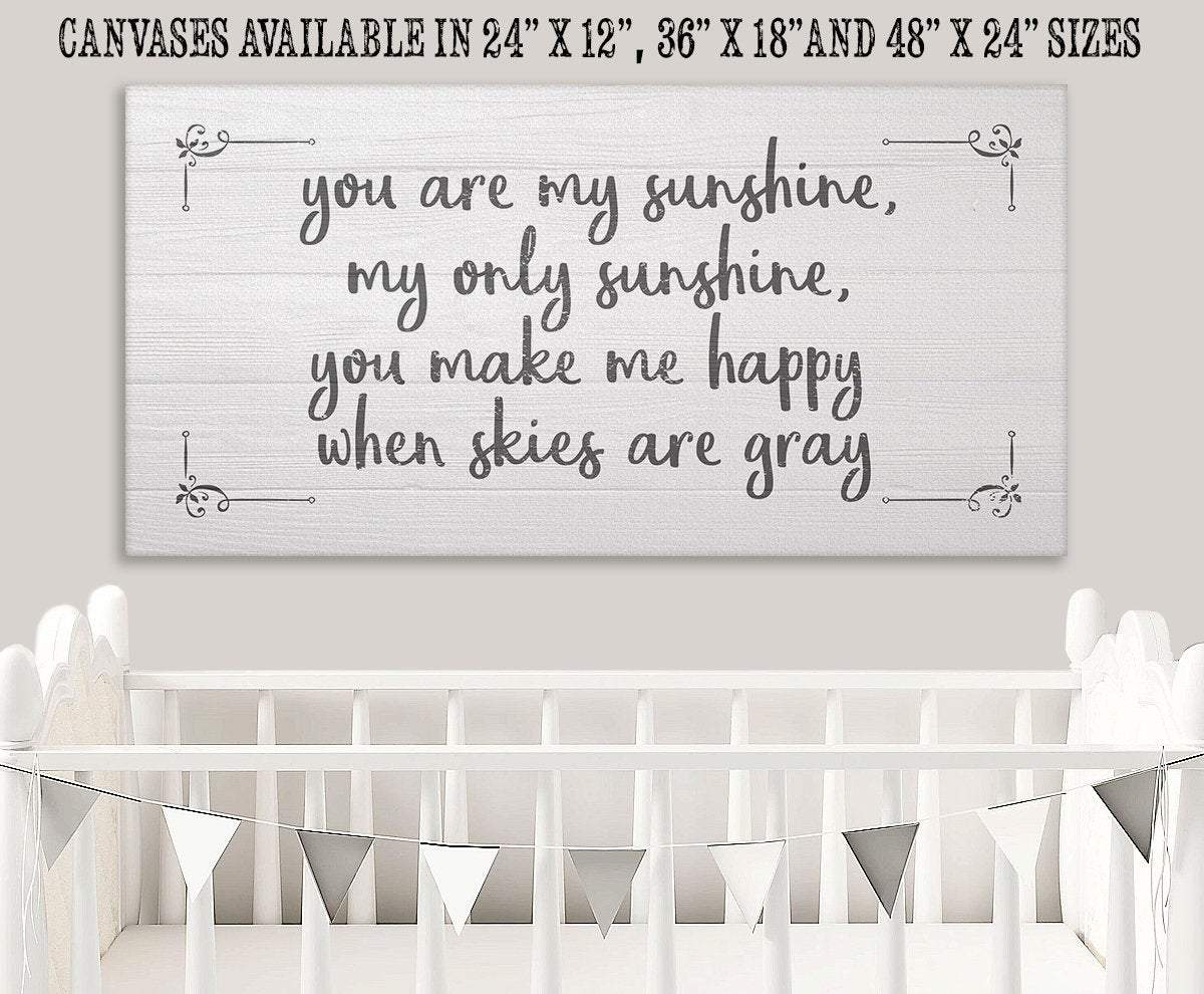 You Are My Sunshine White Canvas Wall Art for Nursery Decor - Image 2