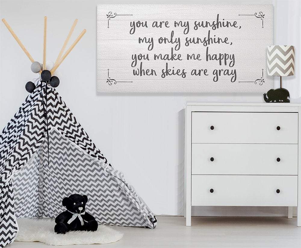 You Are My Sunshine White Canvas Wall Art for Nursery Decor - Image 3