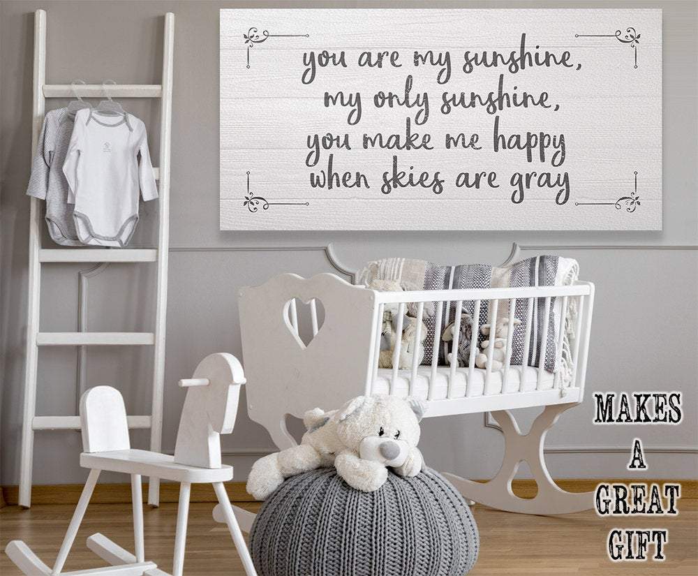 You Are My Sunshine White Canvas Wall Art for Nursery Decor - Image 4