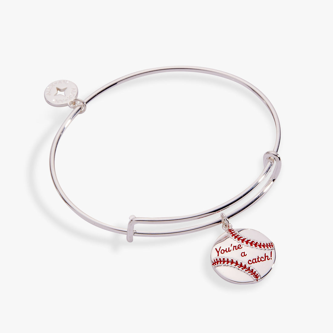 You're A Catch Baseball Charm Bangle with Enamel Stitching