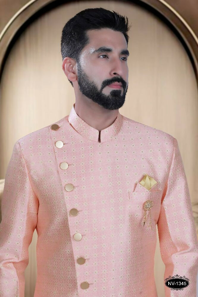 Pink Brocade Kurta with Pyjama Set for Toddler Boys