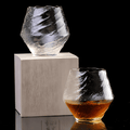 Yume Handcrafted Textured Crystal Whisky Glass Clear Drinkware - Image 2
