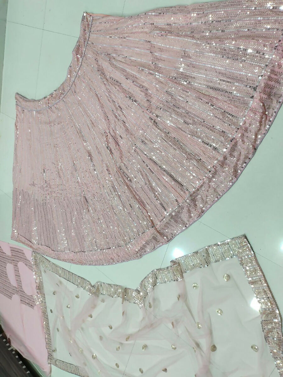 Premium Pink Faux Georgette Lehenga with 3MM and 7MM Sequin Work