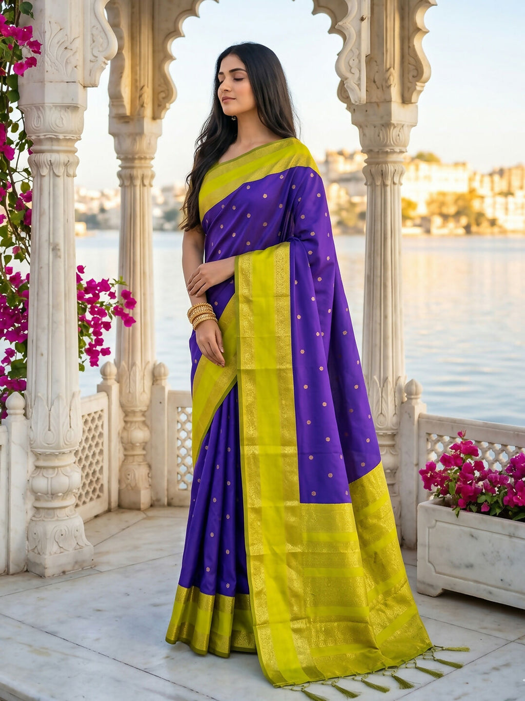 Elegant Navy Blue Silk Blend saree suitable for evening wear
