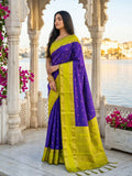 Elegant Navy Blue Silk Blend saree suitable for evening wear
