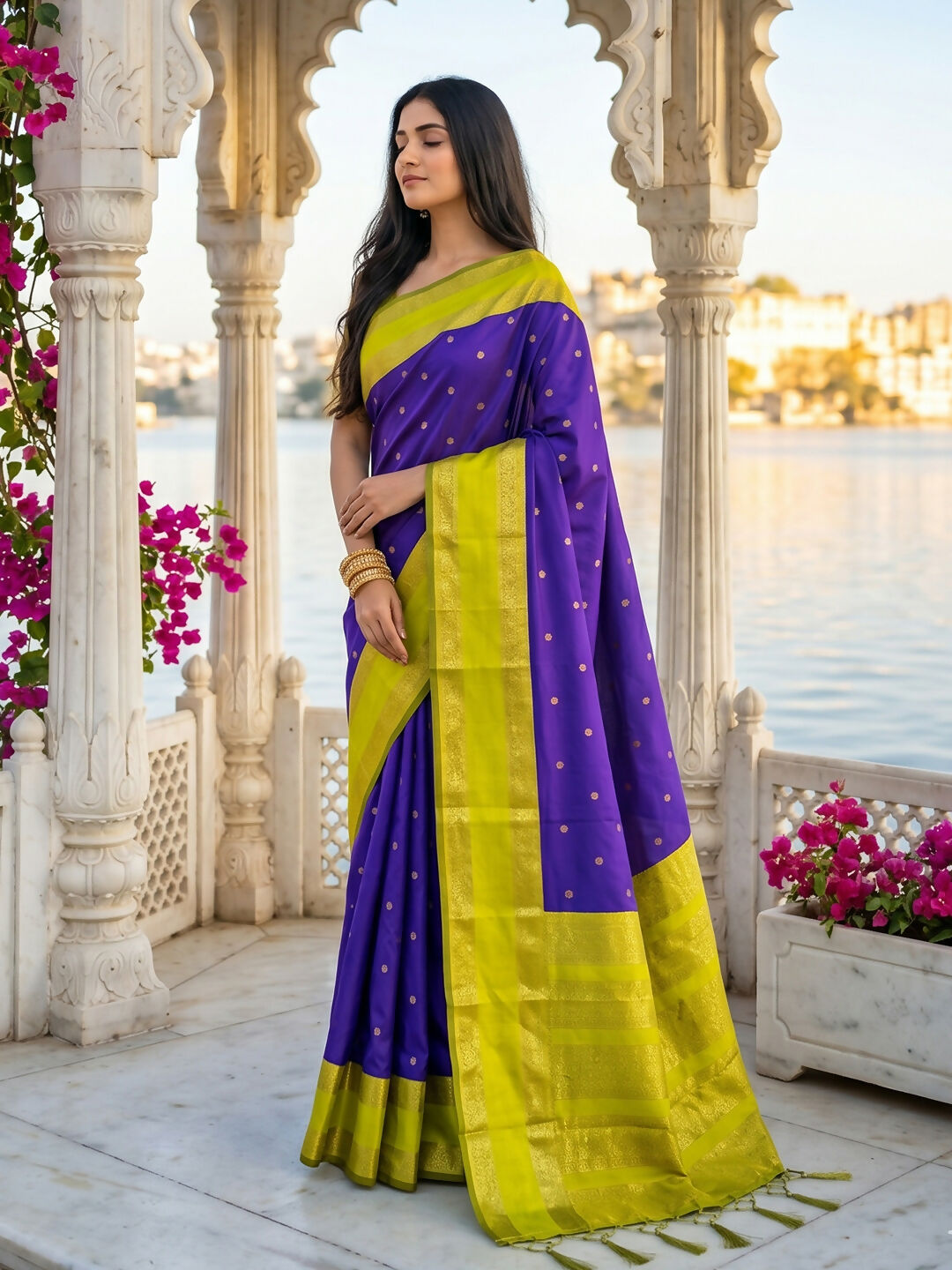 Elegant Navy Blue Silk Blend saree suitable for evening wear