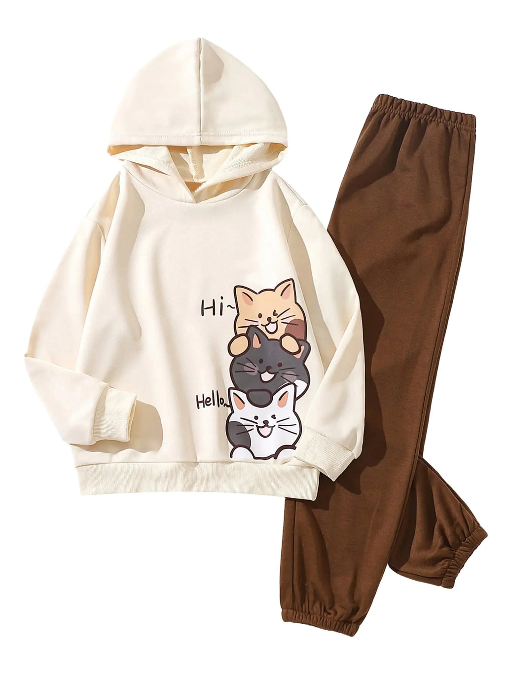 SOLY HUX Girls 2 Piece Outfits Cute Cartoon Print Long Sleeve Hoodies Sweatshirt Tops and Sweatpants Set Multicoloured Letter 9Y