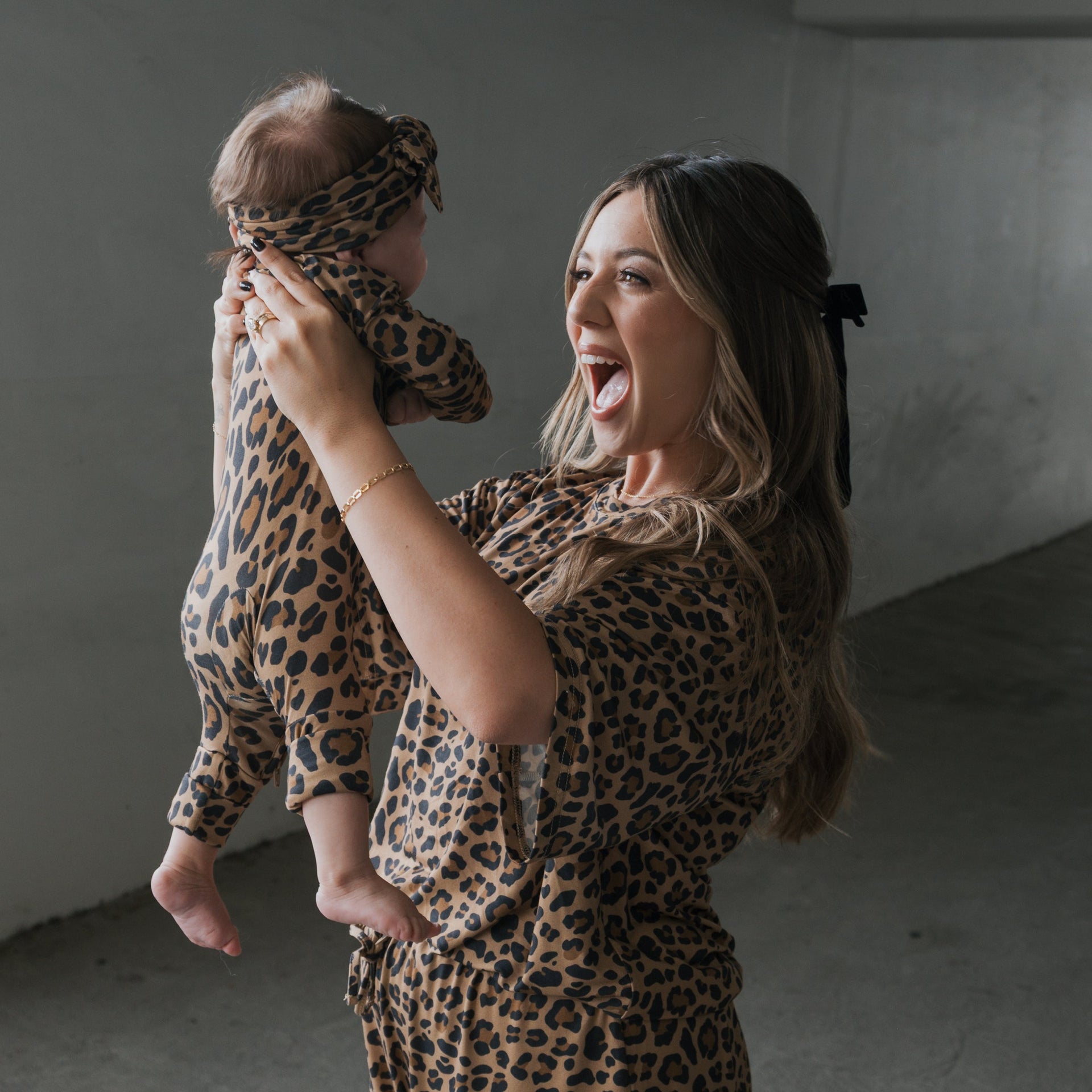 Unisex Leopard Print Bamboo Zip Pajamas for Kids