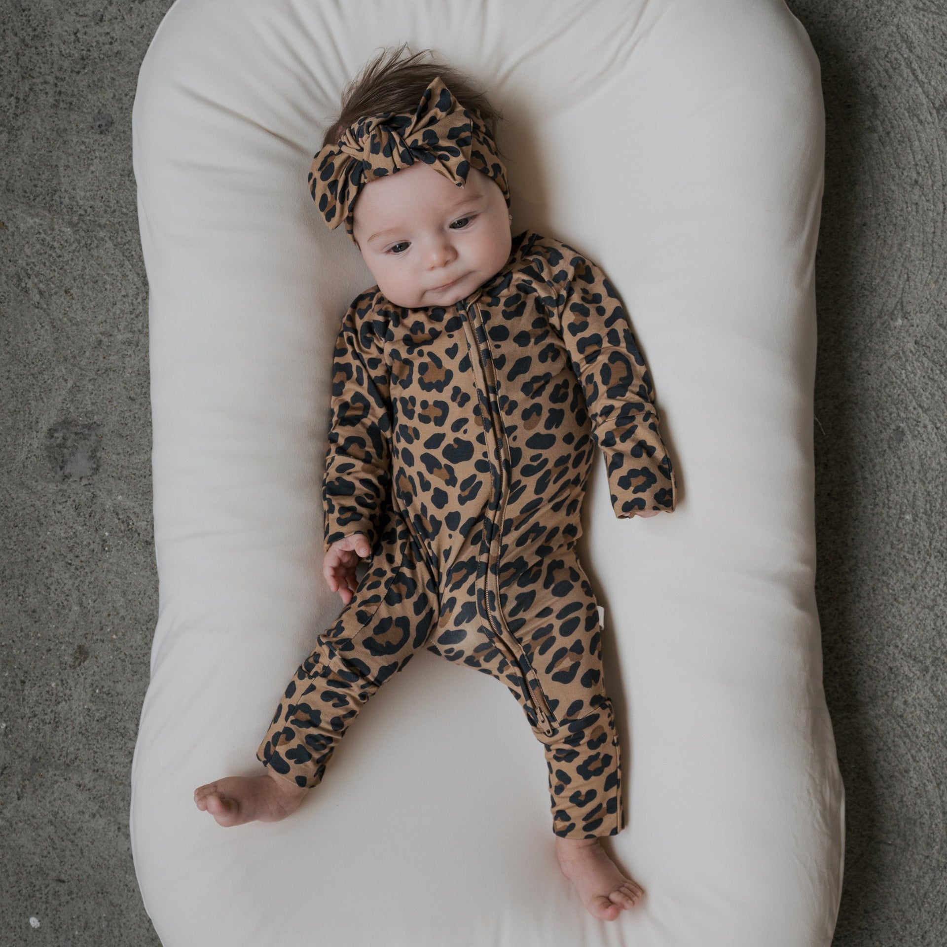 Unisex Leopard Print Bamboo Zip Pajamas for Kids