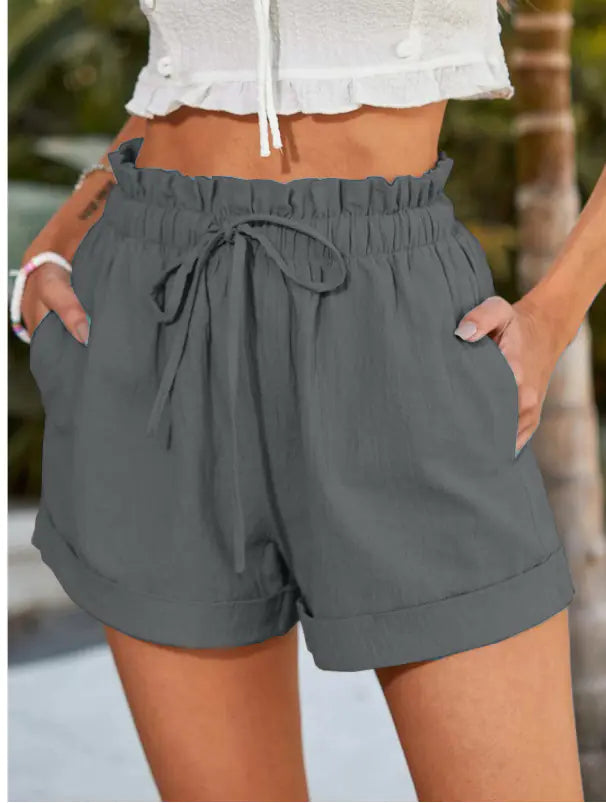 Women's High-Waisted Drawstring Shorts with Side Pockets - Image 5