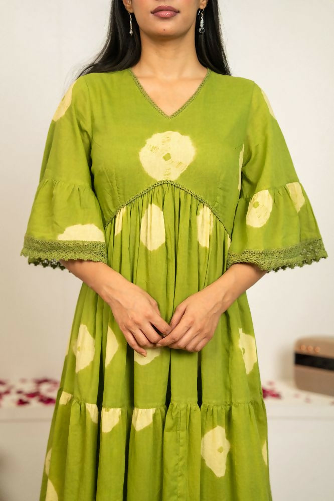 Green Tie & Dye Cotton Dress