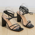 Women's Simple Square Head Strappy High Heels