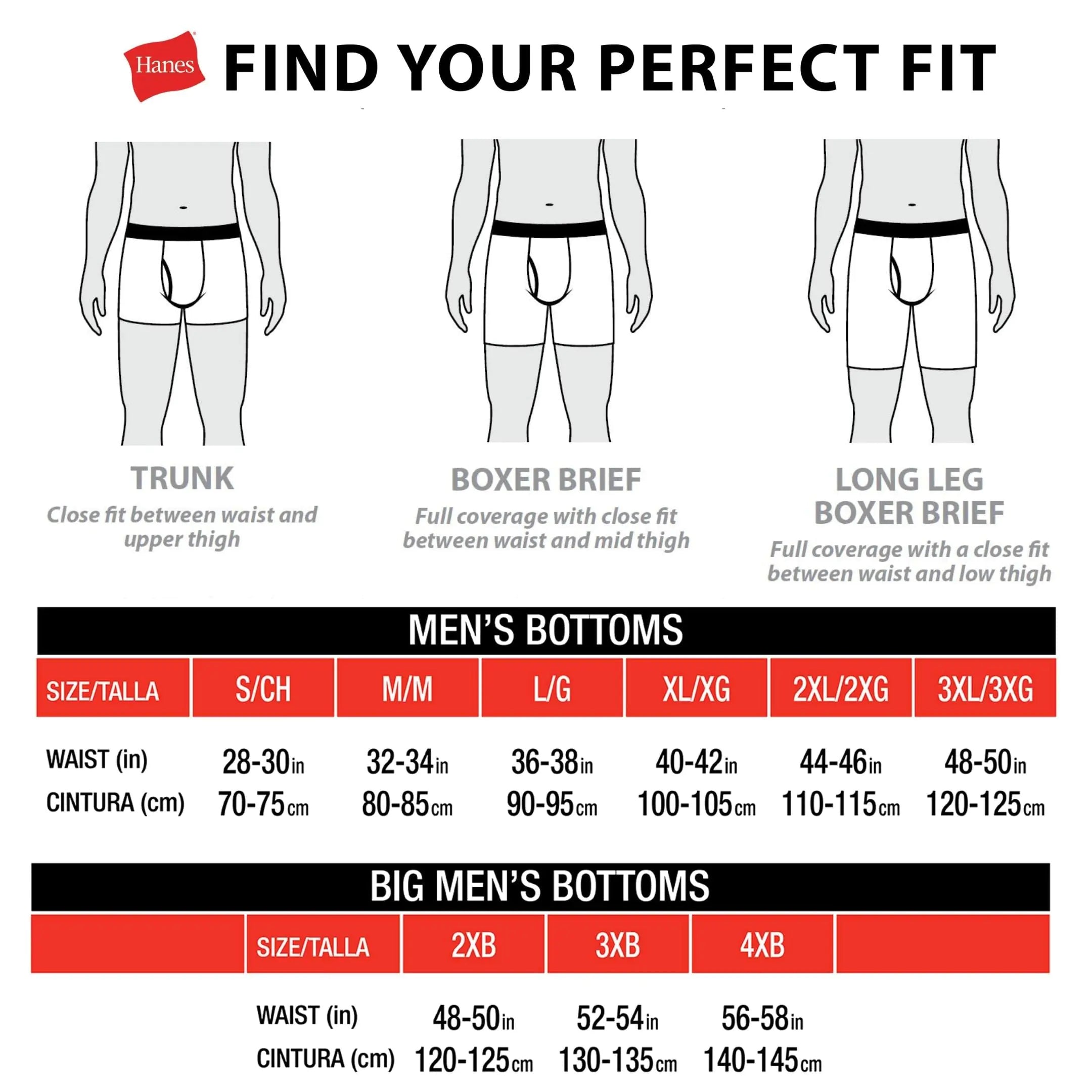 Hanes Total Support Pouch Men's Boxer Brief Underwear, Anti-Chafing, Moisture-Wicking Odor Control, 3-Pack (Reg or Long Leg) Large Regular Leg - Blue/Red/Black - 3 Pack