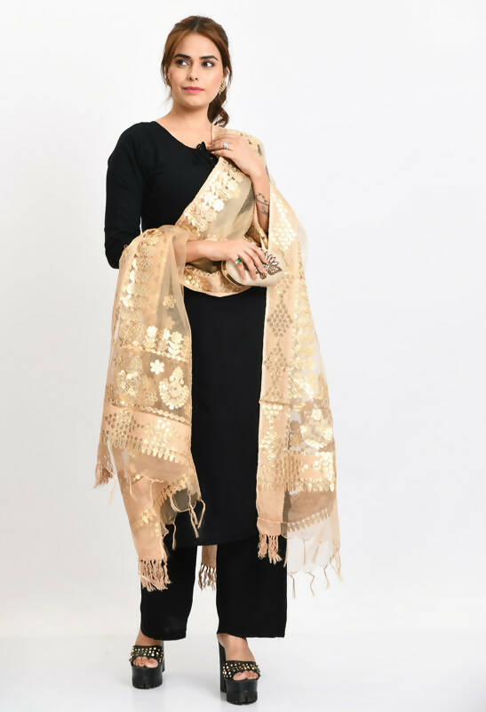 Golden Organza Gotta Patti Bridal Dupatta for Women