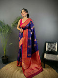 Joban Fashion Maroon Peacock Banarasi Silk Sarees