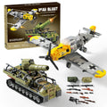 WW2 Military Toys Building Sets Create a BF109 Fighter Plane & a Karl Giant Mortar Tank Compatible with Lego Great Army Airplane Toy for Boys and Kids Age 8-12