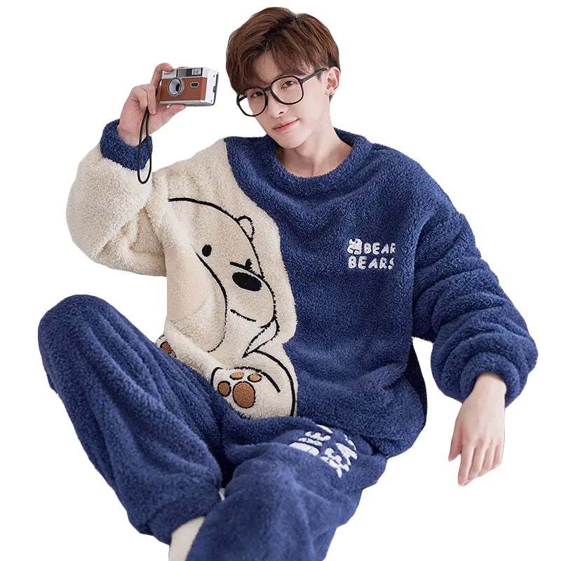 Men's Thickened Plush Winter Home Suit for Autumn/Winter