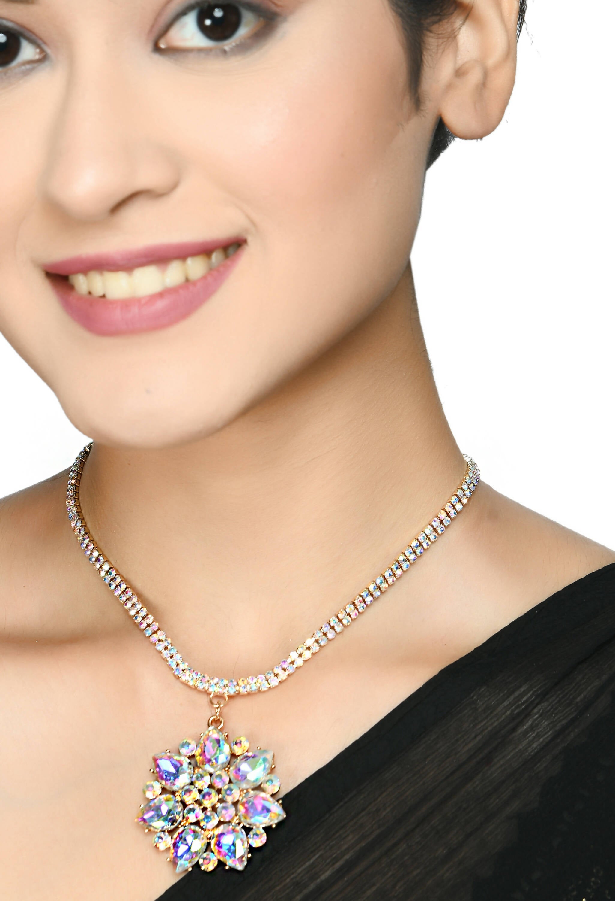 Statement AD Stone Long Necklace with Gold-Polished Finish