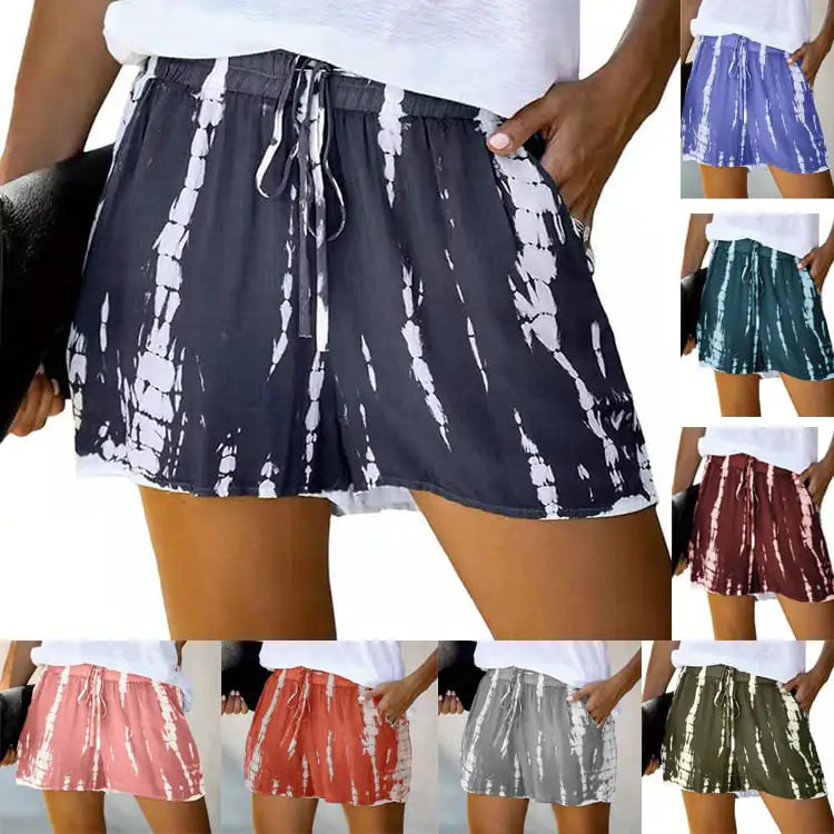 Women Summer Tie-Dye Striped High-Waist Loose Shorts - Image 5