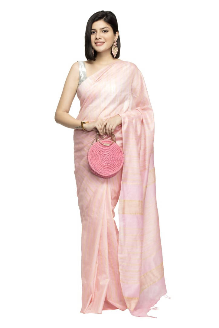 Baby pink Bhagalpuri saree for girls with matching blouse piece, elegant party wear