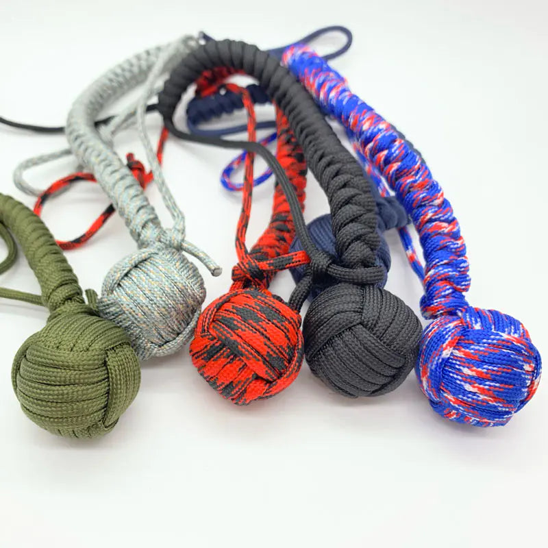 Outdoor EDC Self Defense Keychain with Monkey Fist Rope