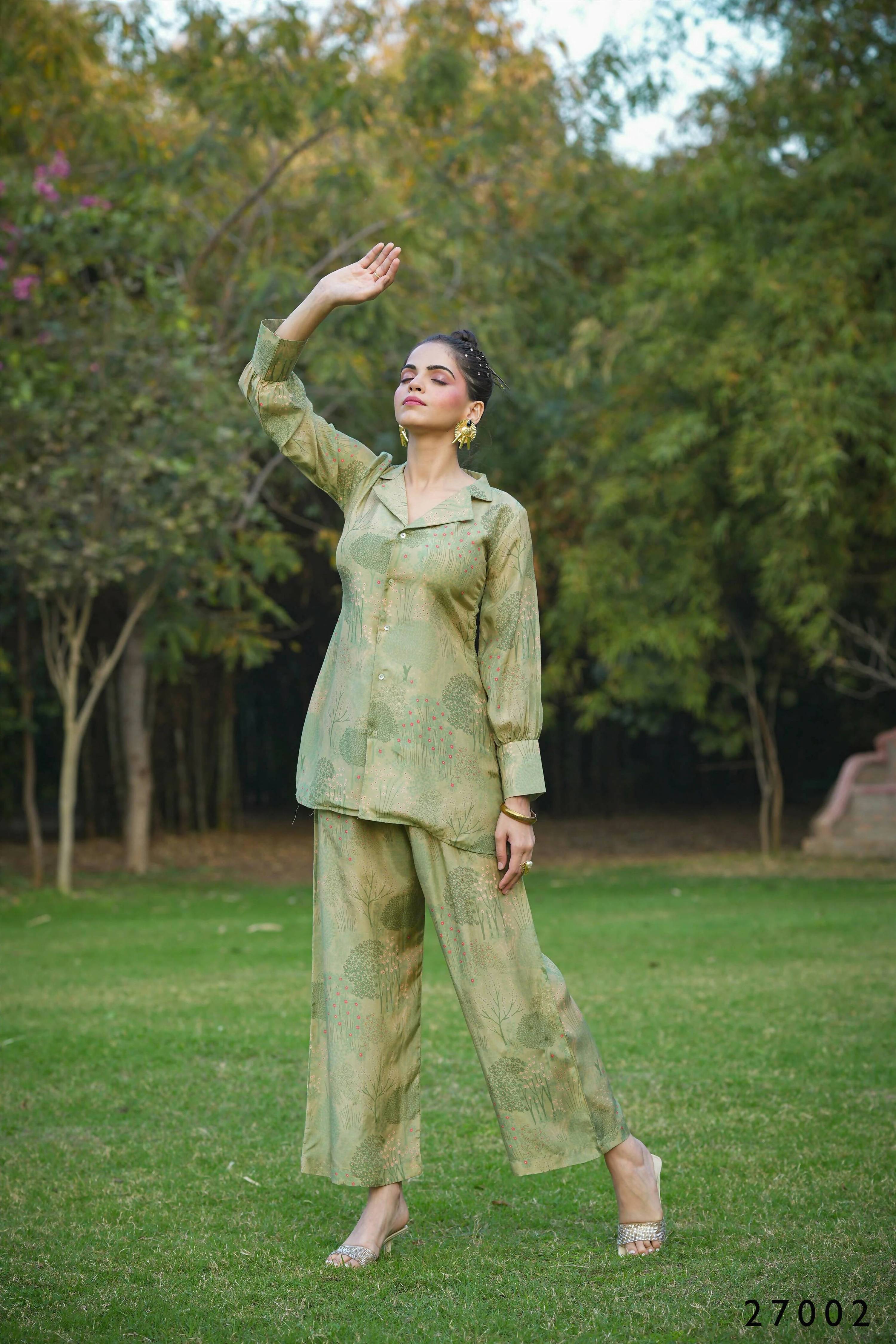 Women's Casual Mahendi Mull Cotton Co-ord Set - Anya Collection