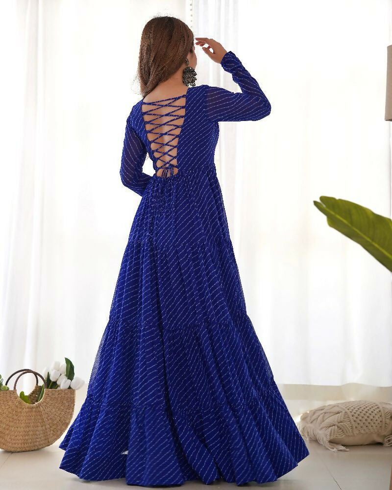 Royal Blue Chanderi Kurta with Sequence Embroidery Work