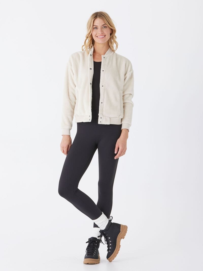 Lynette Sherpa Bomber Jacket in Off-White Cream