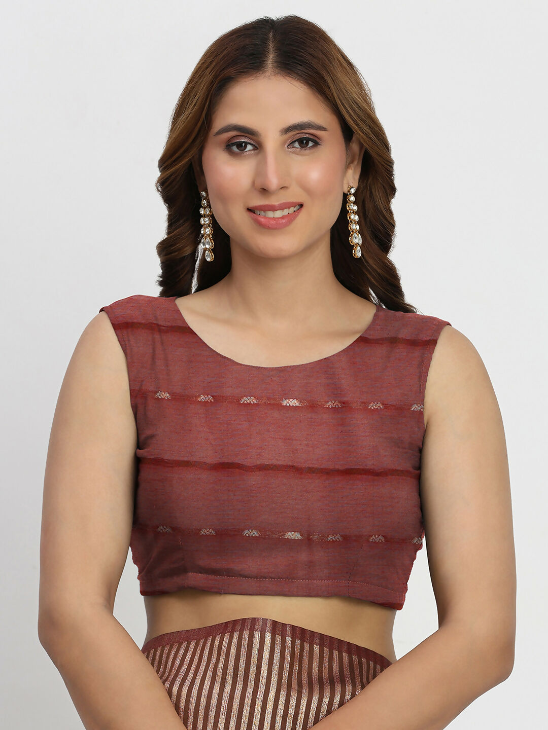 Maroon Linen Cotton Saree with Matching Blouse
