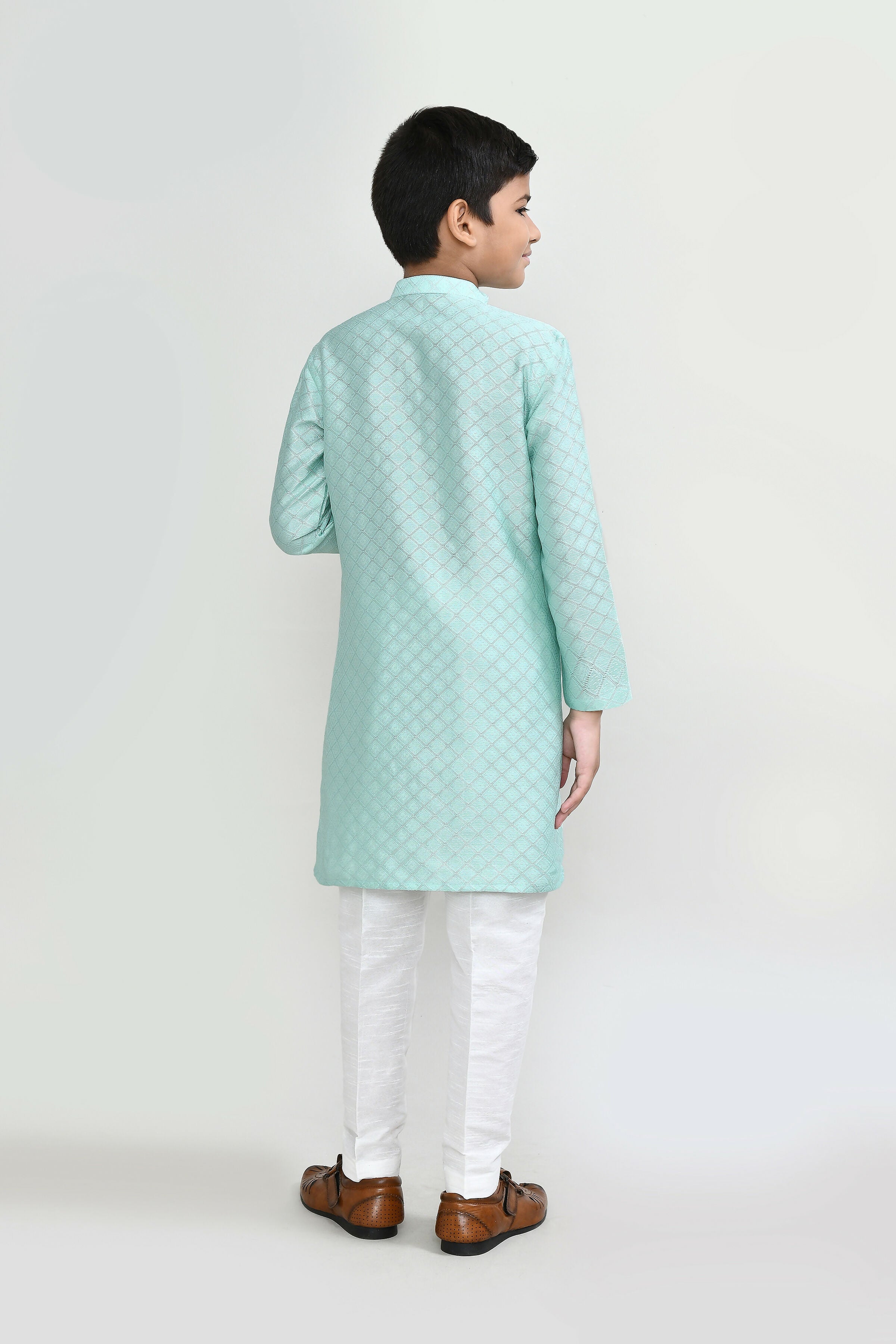 Pastel Green Cotton Silk Kurta Set with Straight Fit Pants