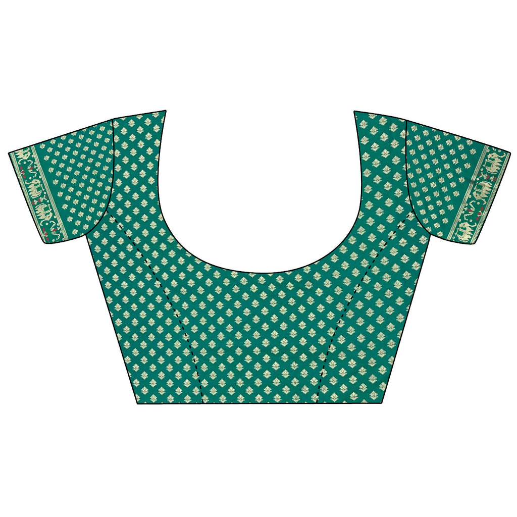 Aqua Green Geometric Print Soft Silk Patola Saree with Blouse